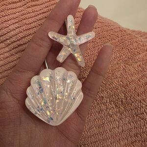 Pink Seashell and Starfish Shower Hooks